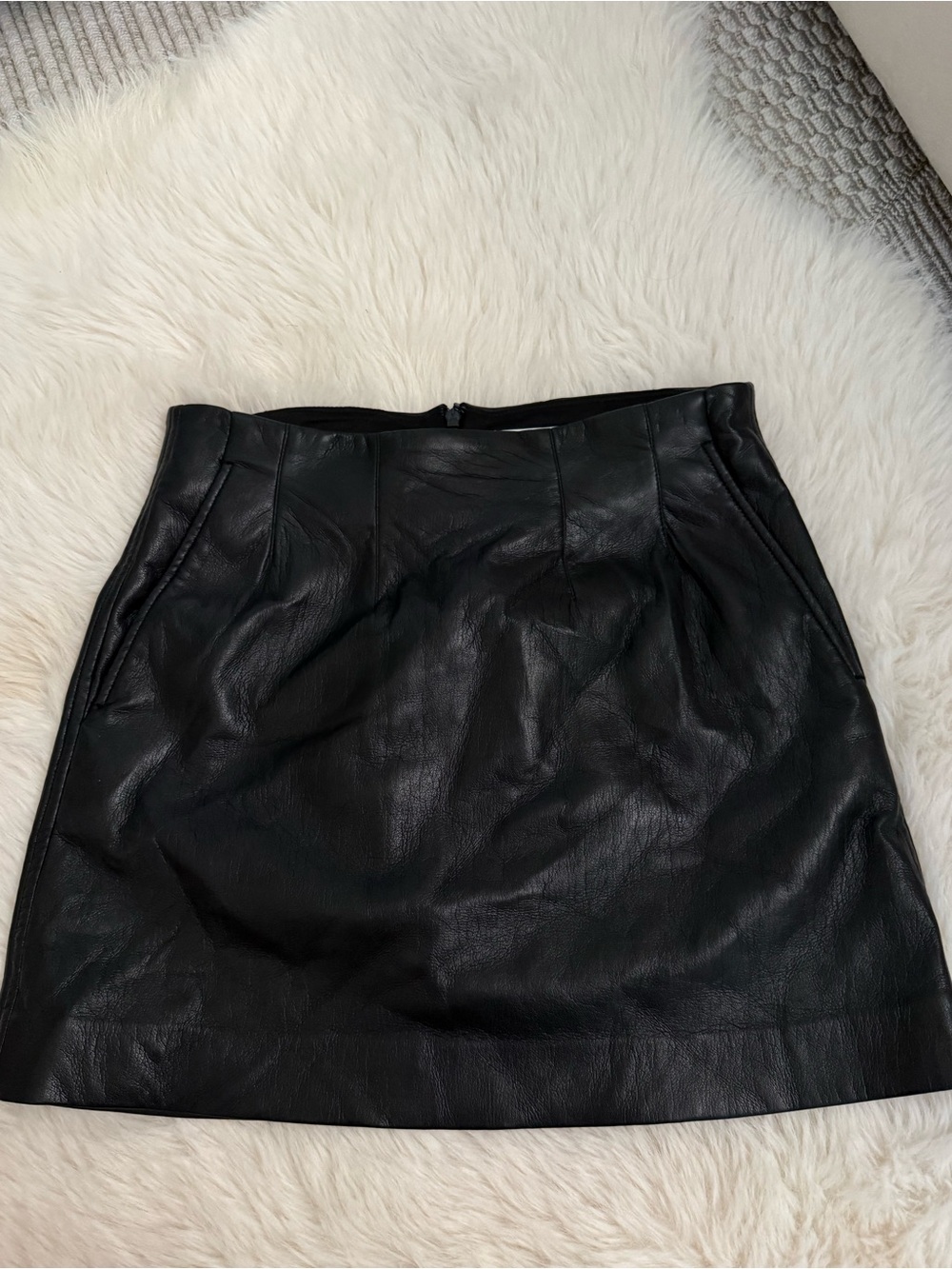 Aritzia Babaton Black Leather Mini Skirt